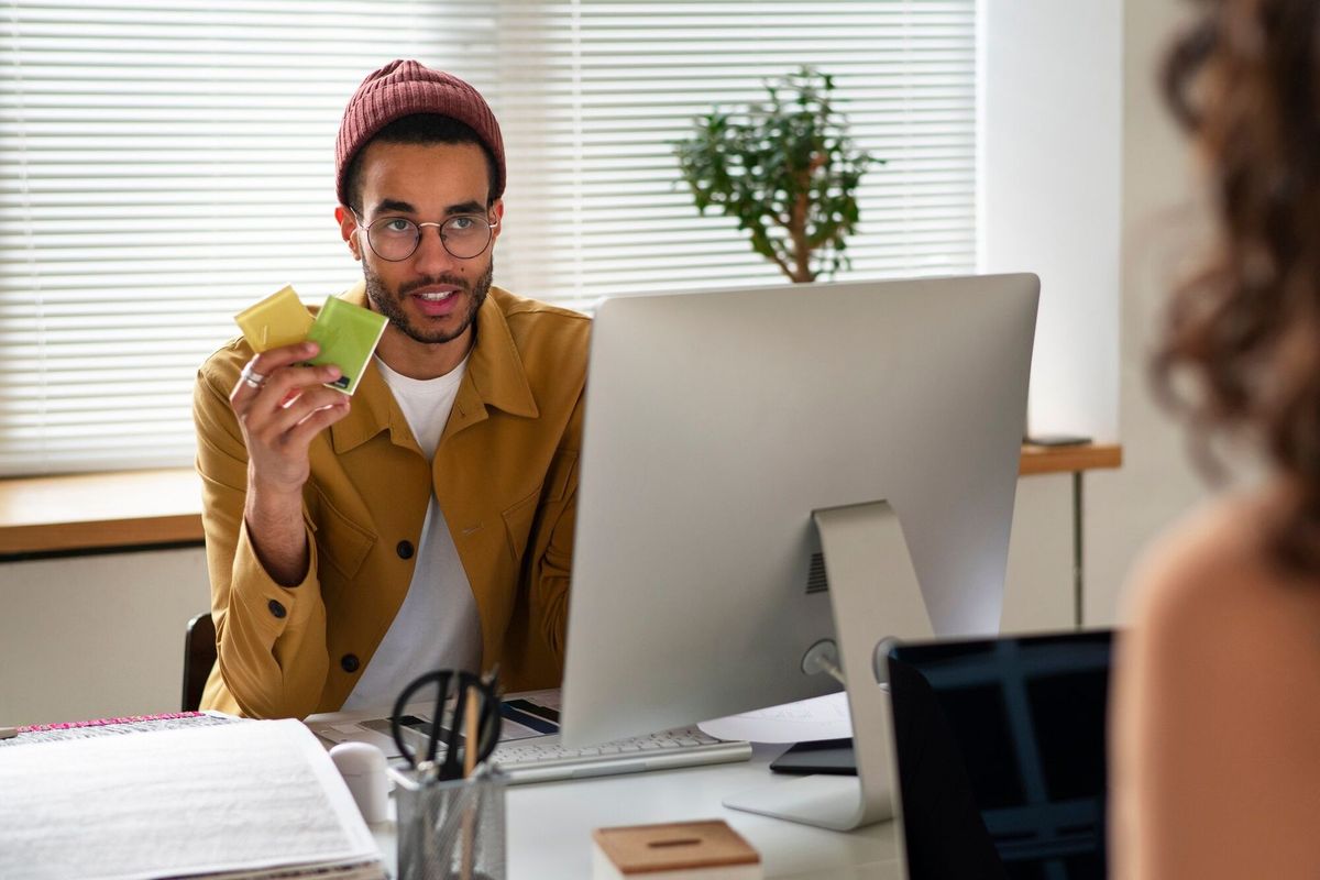 Interior designer working out of the office